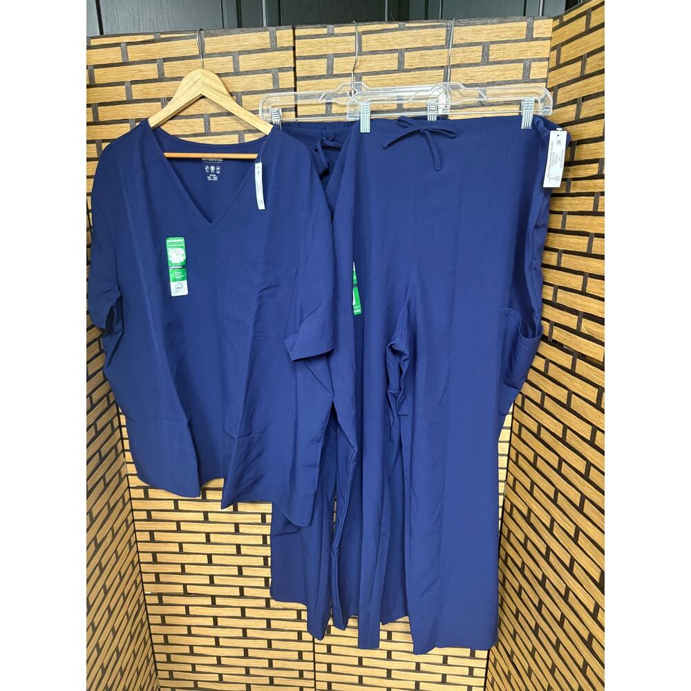 Scrubstar Navy Scrub Top And Two Pair Of Bottoms Size 3X